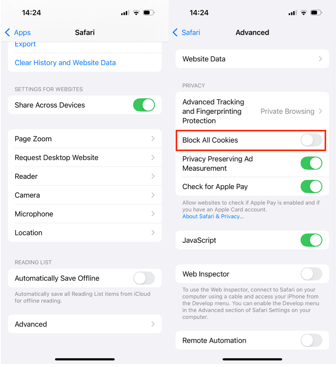 如何在iPhone上启用cookie