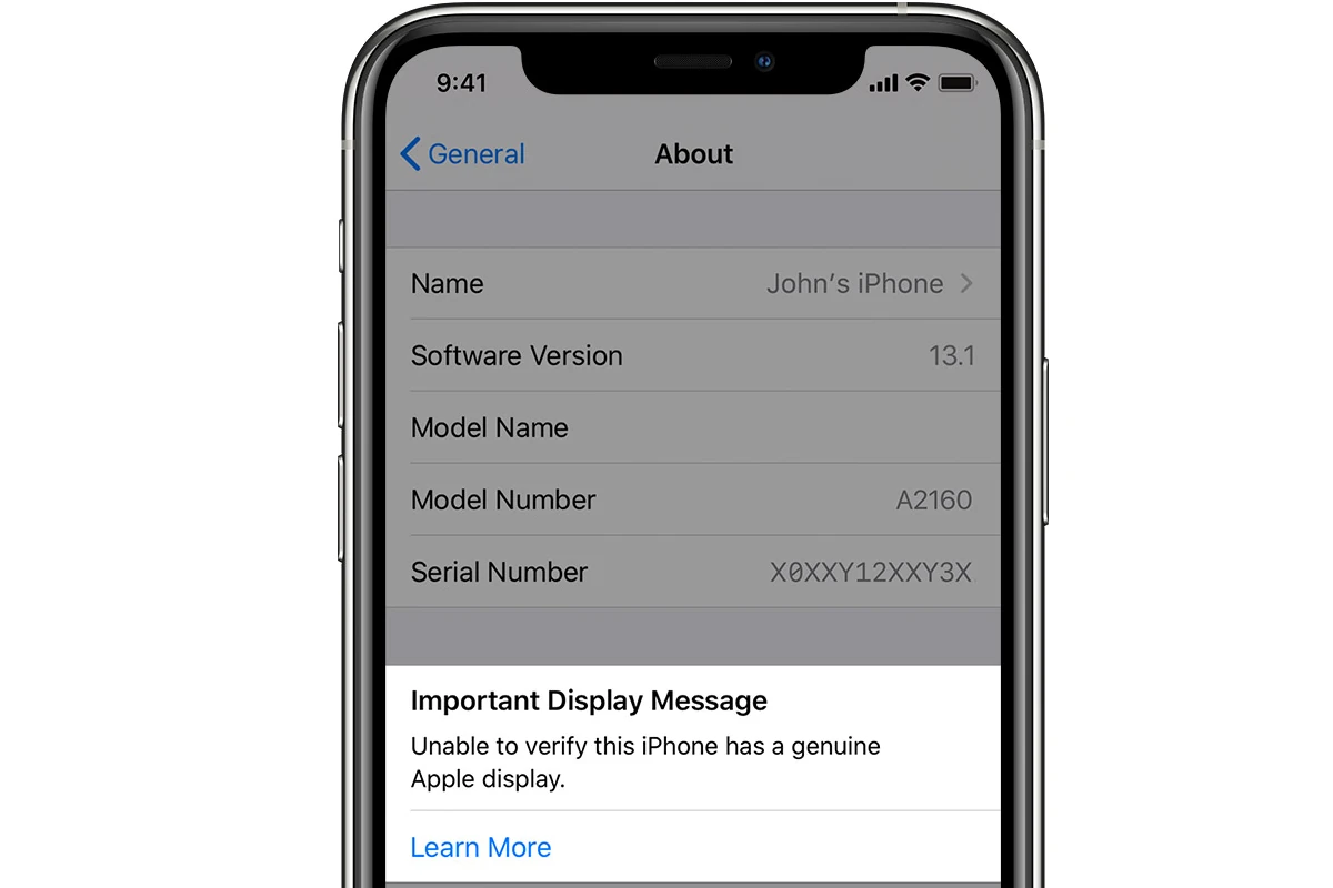 无法验证此iPhone具有真正的苹果显示器