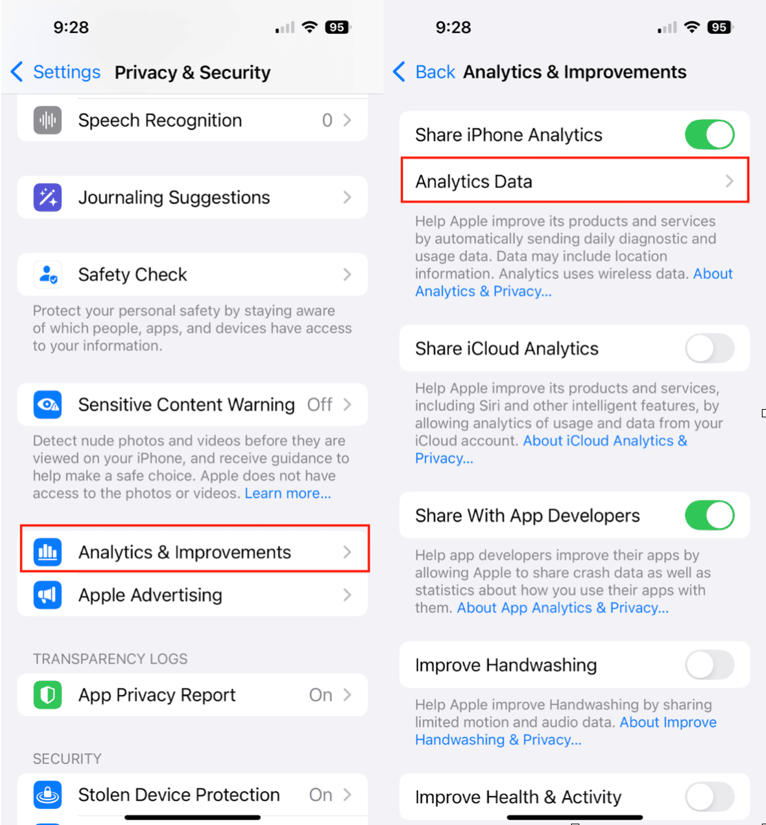 如何在iPhone上删除分析数据