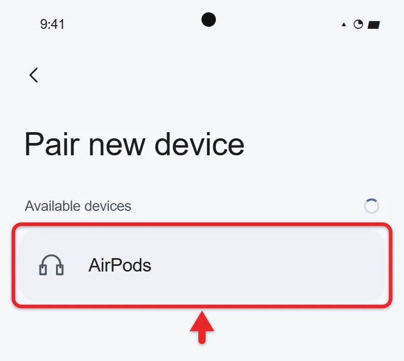 安卓手机“与新设备配对”界面中列出的 AirPods